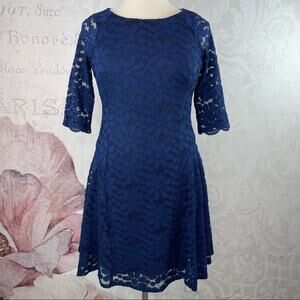 Chris McLaughlin Navy Blue Lace Dress Like new Size 14